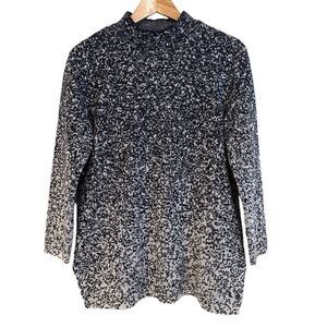 J. Jill Pure Jill Sweater Tunic Charcoal White Knit Ombre Mock Neck Small